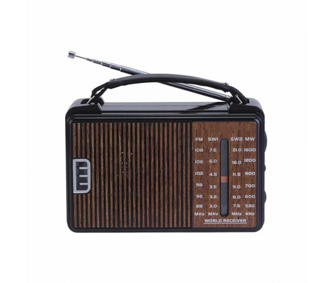 Radio MP3 la retea si portabil, cu 5 benzi FM/AM/SW 1-2/TV , maro - JR608ACW