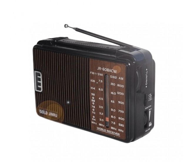 Radio MP3 la retea si portabil, cu 5 benzi FM/AM/SW 1-2/TV , maro - JR608ACW