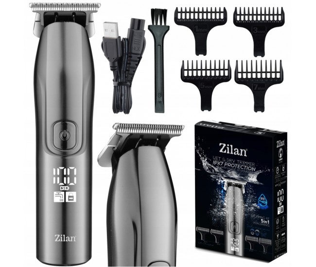 Aparat de tuns 5 in 1 zilan zln8641 cu 5 dimensiuni de taiere, trimmer,rezistent la apa ipx7