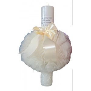 Lumanare botez baieti, pentru biserica, Crem LMN09