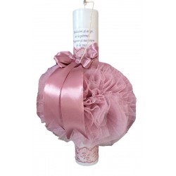 Lumanare botez fetite si baieti, pentru biserica, Roz prafuit LMN10