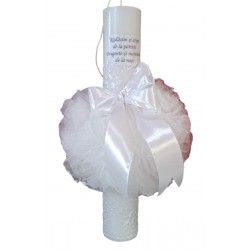 Lumanare botez fetite si baieti, pentru biserica, Alb LMN08