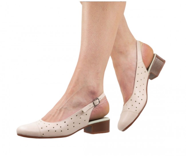 Pantofi dama casual din piele naturala nude - NA252NUDEP