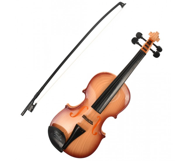 Vioara de jucarie cu baterii, maro deschis din PVC, 50 de cm - 37102