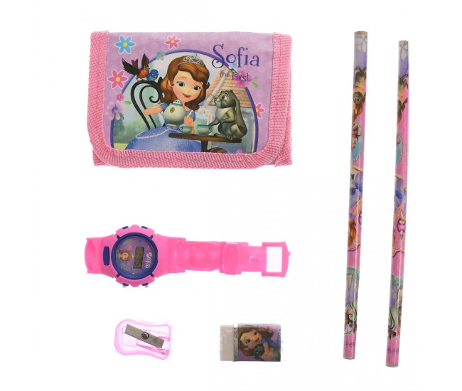 Set ceas, pentru copii, cu Sofia, portofel si rechizite cadou - 5018635