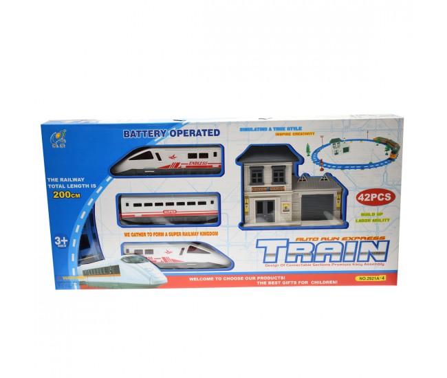 Set trenulet, statie de jucarie, din piese, cu baterii - 2921A4 Set trenulet, statie de jucarie, din piese, cu baterii - 2921A4