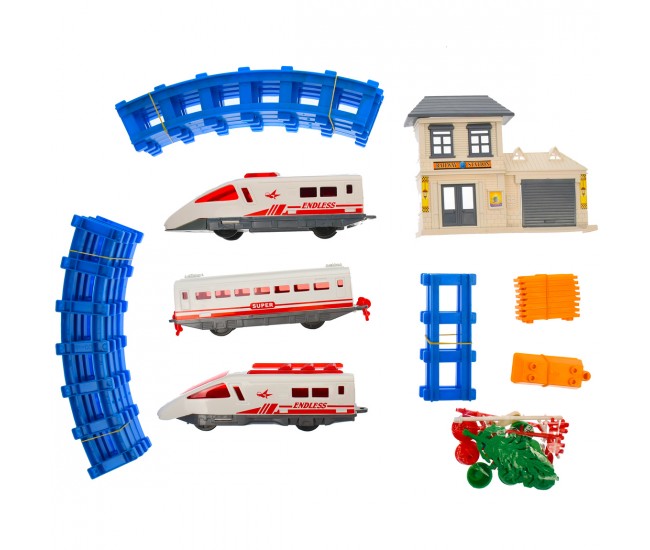 Set trenulet, statie de jucarie, din piese, cu baterii - 2921A4 Set trenulet, statie de jucarie, din piese, cu baterii - 2921A4
