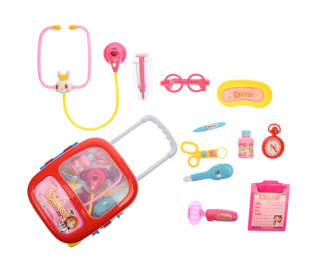 Jucarie set trusa medicala, de doctor, pentru fete, cu 12 accesorii, roz - 8352B Jucarie set trusa medicala, de doctor, pentru fete, cu 12 accesorii, roz - 8352B