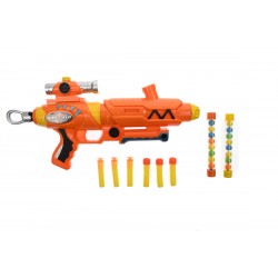 Set Pistol de jucarie, masca,cu ventuze spuma si margele - 3317