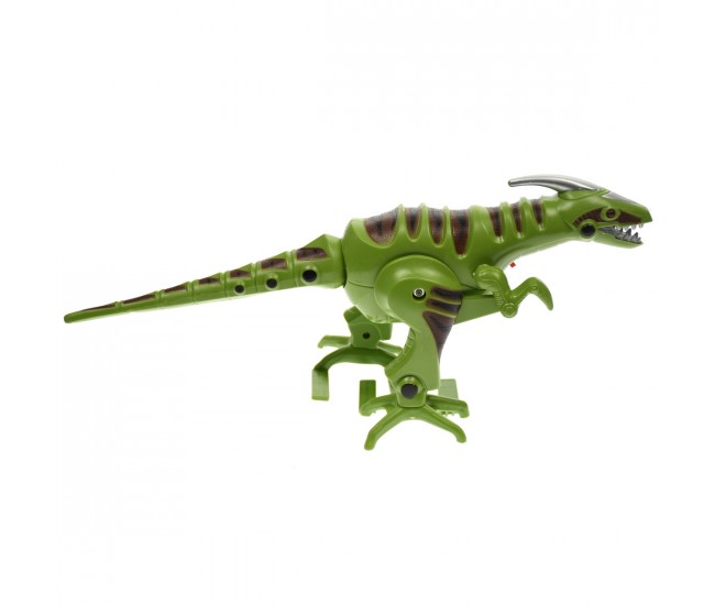 Dinozaur robot de jucarie, merge, are sunete specifice si lumini, verde - D103V