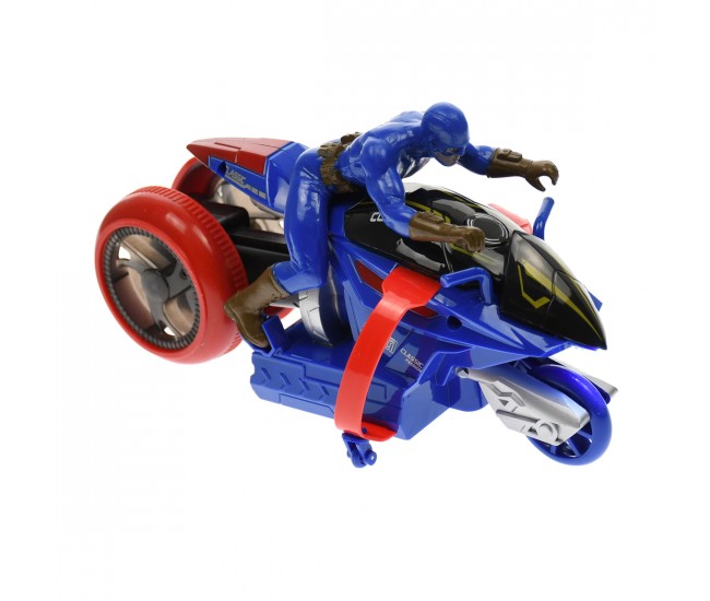 Motocicleta cu telecomanda de jucarie, baterie reincarcabila, cu luminite, albastra - XB73