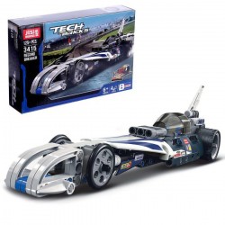 Set constructie de jucarie, masinuta drag race de jucarie, 125 de piese, alb/albastru - 3415 Set constructie de jucarie, masinuta drag race de jucarie, 125 de piese, alb/albastru - 3415