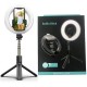 Trepied cu Lampa Circulara, Bluetooth, Pliabil, Lumina alba rece sau calda, Telecomanda, Inaltime maxima 90 cm, Negru