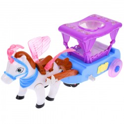 Trasura de jucarie cu unicorn, merge si se invarte, cu sunete si luminite Trasura de jucarie cu unicorn, merge si se invarte, cu sunete si luminite