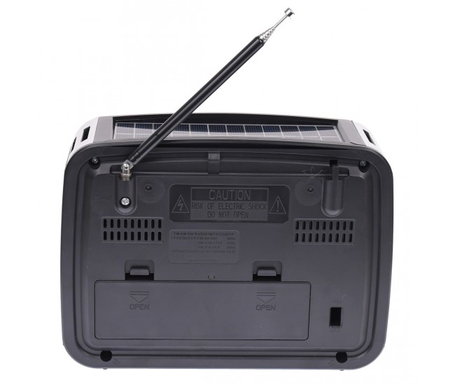 Radio MP3, cu putere solara, bluetooth, baterie reincarcabila, lanterna, sd, usb