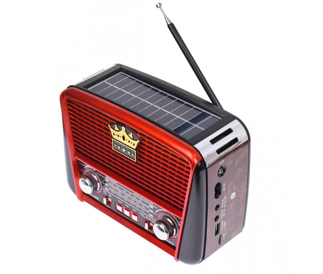 Radio MP3, cu putere solara, bluetooth, baterie reincarcabila, lanterna, sd, usb