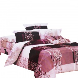 Lenjerie de Pat din Finet cu elastic, Super Elegant Pucioasa, 6 Piese, Pat 2 Persoane, model floral, mov si bej Lenjerie de Pat din Finet cu elastic, Super Elegant Pucioasa, 6 Piese, Pat 2 Persoane, model floral, mov si bej