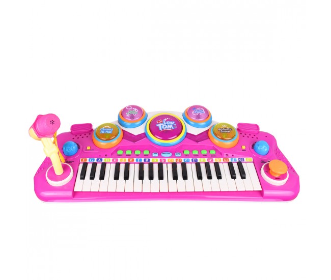 Orga mare de jucarie cu microfon, 37 taste, cu luminite, pian pentru copii, mp3, aux, multicolor, pe baterii, 3706A