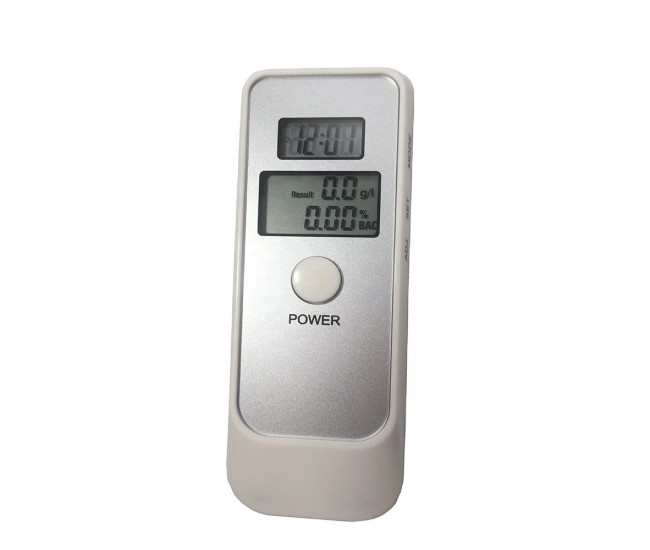 Tester de alcoolemie digital, raspuns rapid, functie de ceas, cronometru, alb