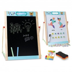Tabla magnetica din lemn de jucarie 2 in 1, cu fata dubla pentru marker si creta - 3315423 Tabla magnetica din lemn de jucarie 2 in 1, cu fata dubla pentru marker si creta - 3315423