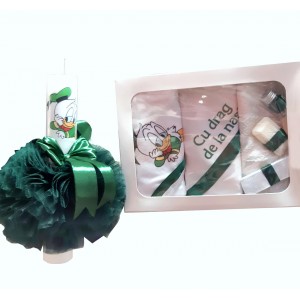 Set Trusou si lumanare pentru botez fetite si baieti, set complet pentru biserica ALBINUTA1