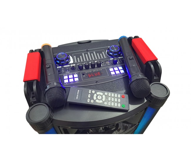Boxa portabila activa, Bluetooth, Lumini Disco, 1 x Microfon Wireless, Karaoke, Radio FM, 1 x Telecomanda, Difuzoare 2x120W, Sunet Clar, BOG5 Boxa portabila activa, Bluetooth, Lumini Disco, 1 x Microfon Wireless, Karaoke, Radio FM, 1 x Telecomanda, Difuzoare 2x120W, Sunet Clar, BOG5
