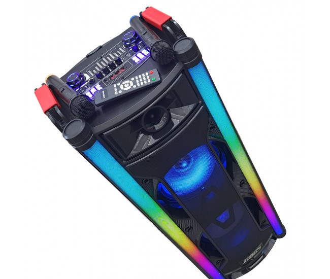 Boxa portabila activa, Bluetooth, Lumini Disco, 1 x Microfon Wireless, Karaoke, Radio FM, 1 x Telecomanda, Difuzoare 2x120W, Sunet Clar, BOG5 Boxa portabila activa, Bluetooth, Lumini Disco, 1 x Microfon Wireless, Karaoke, Radio FM, 1 x Telecomanda, Difuzoare 2x120W, Sunet Clar, BOG5