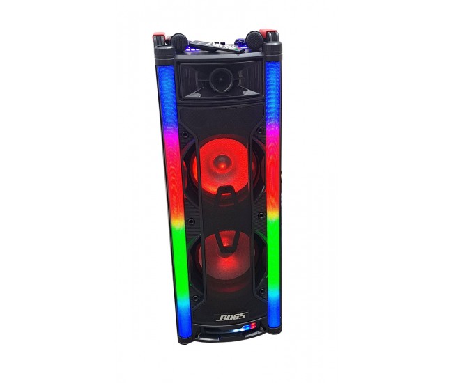 Boxa portabila activa, Bluetooth, Lumini Disco, 1 x Microfon Wireless, Karaoke, Radio FM, 1 x Telecomanda, Difuzoare 2x120W, Sunet Clar, BOG5 Boxa portabila activa, Bluetooth, Lumini Disco, 1 x Microfon Wireless, Karaoke, Radio FM, 1 x Telecomanda, Difuzoare 2x120W, Sunet Clar, BOG5