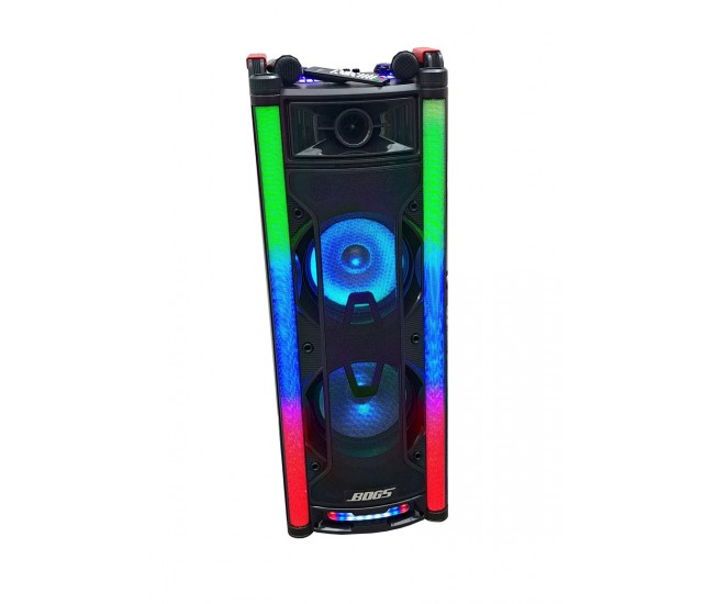 Boxa portabila activa, Bluetooth, Lumini Disco, 1 x Microfon Wireless, Karaoke, Radio FM, 1 x Telecomanda, Difuzoare 2x120W, Sunet Clar, BOG5 Boxa portabila activa, Bluetooth, Lumini Disco, 1 x Microfon Wireless, Karaoke, Radio FM, 1 x Telecomanda, Difuzoare 2x120W, Sunet Clar, BOG5