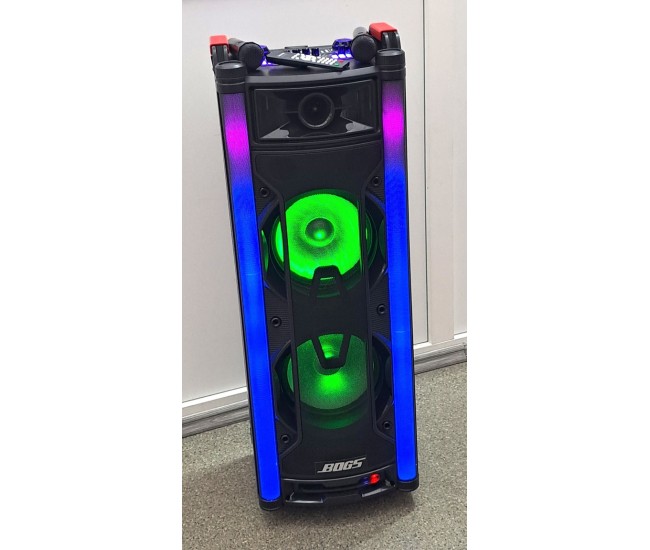 Boxa portabila activa, Bluetooth, Lumini Disco, 1 x Microfon Wireless, Karaoke, Radio FM, 1 x Telecomanda, Difuzoare 2x120W, Sunet Clar, BOG5 Boxa portabila activa, Bluetooth, Lumini Disco, 1 x Microfon Wireless, Karaoke, Radio FM, 1 x Telecomanda, Difuzoare 2x120W, Sunet Clar, BOG5
