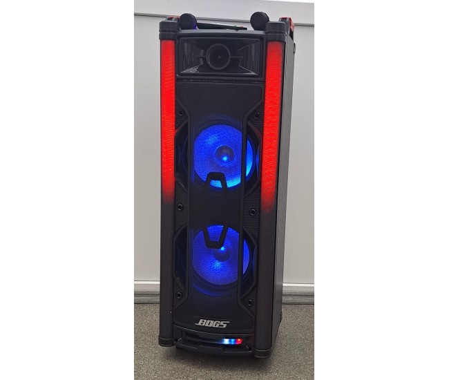 Boxa portabila activa, Bluetooth, Lumini Disco, 1 x Microfon Wireless, Karaoke, Radio FM, 1 x Telecomanda, Difuzoare 2x120W, Sunet Clar, BOG5 Boxa portabila activa, Bluetooth, Lumini Disco, 1 x Microfon Wireless, Karaoke, Radio FM, 1 x Telecomanda, Difuzoare 2x120W, Sunet Clar, BOG5