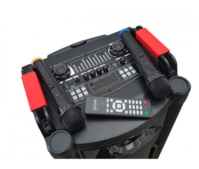 Boxa portabila activa, Bluetooth, Lumini Disco, 1 x Microfon Wireless, Karaoke, Radio FM, 1 x Telecomanda, Difuzoare 2x120W, Sunet Clar, BOG5 Boxa portabila activa, Bluetooth, Lumini Disco, 1 x Microfon Wireless, Karaoke, Radio FM, 1 x Telecomanda, Difuzoare 2x120W, Sunet Clar, BOG5