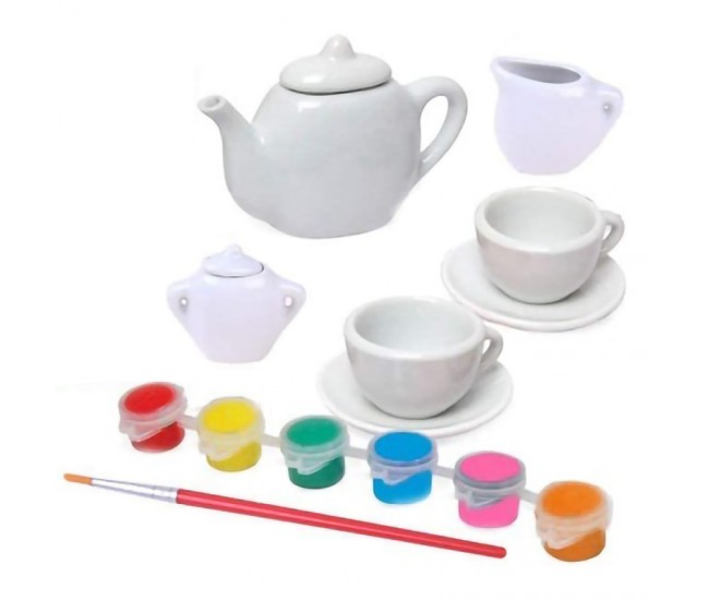 Set ceai de jucarie, cu acuarele, 12 de accesorii, multicolor