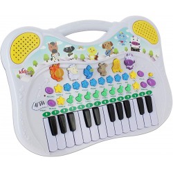 Orga de jucarie multifunctionala, 54 taste, cu sunete si luminite, multicolor