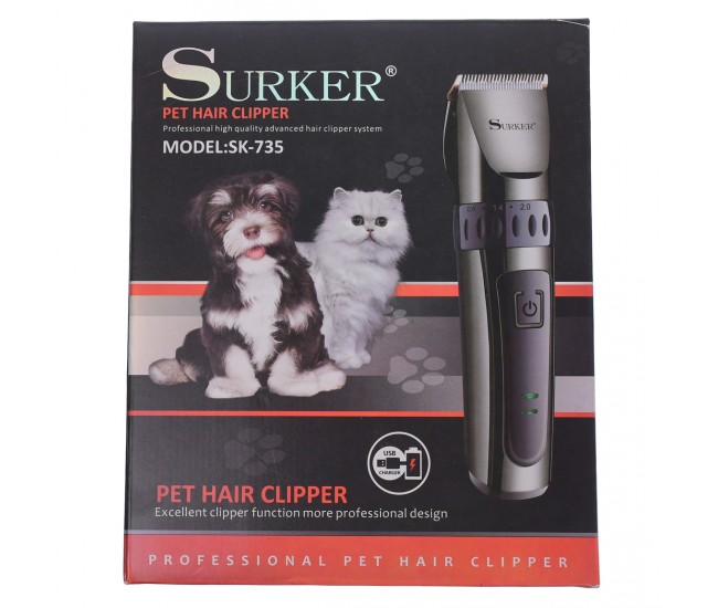 Masina de tuns animale fara fir Surker, cu 6 accesorii, cutit ceramic - SK735