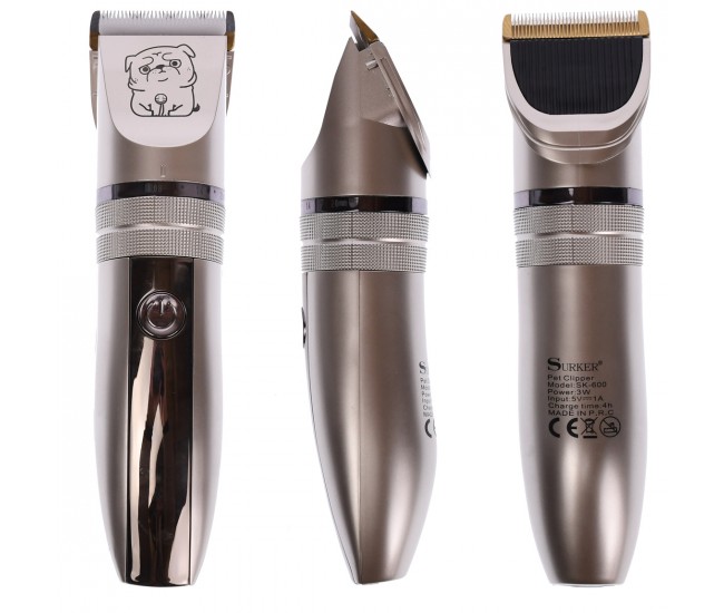Masina de tuns caini si pisici Surker, cu 9 accesorii, cutit ceramic, silentioasa - SK600