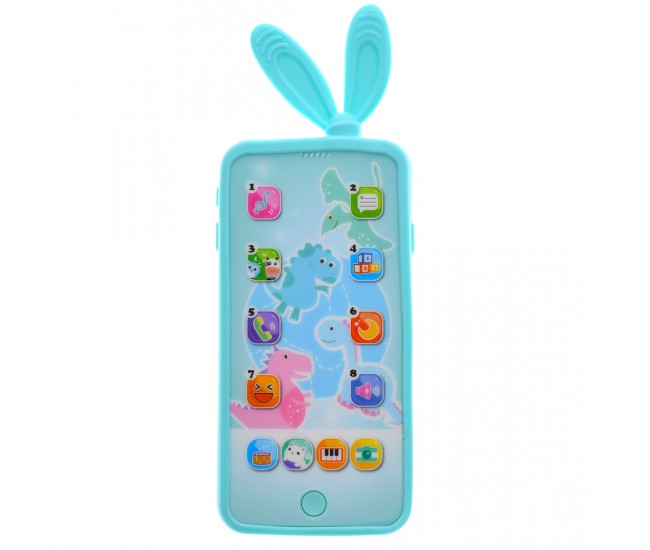 Telefon de jucarie interactiv cu butoane touchscreen, reincarcabil, albastru - 3331272