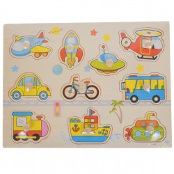 Puzzle de jucarie cu nave si vehicule, potrivire dimensiuni, din lemn, multicolor Puzzle de jucarie cu nave si vehicule, potrivire dimensiuni, din lemn, multicolor