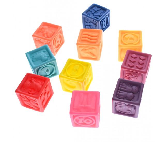 Set cuburi chitaitoare de construit din plastic, 10 cuburi - 3303029