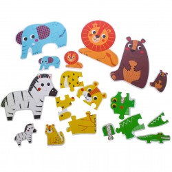 Set puzzle de jucarie, 6 animale salbatice din 6 piese, din carton rezistent - 3315398AS Set puzzle de jucarie, 6 animale salbatice din 6 piese, din carton rezistent - 3315398AS