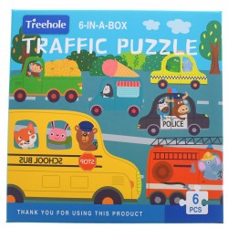 Set puzzle de jucarie, 6 vehicule din 6 piese, din carton rezistent - 3315398T Set puzzle de jucarie, 6 vehicule din 6 piese, din carton rezistent - 3315398T