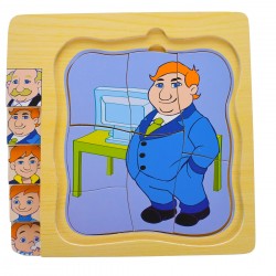 Puzzle etapele vietii de jucarie, din lemn, maro, cu barbat Puzzle etapele vietii de jucarie, din lemn, maro, cu barbat
