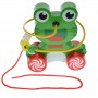 Jucarie de tras broscuta cu sfoara pentru copii, verde