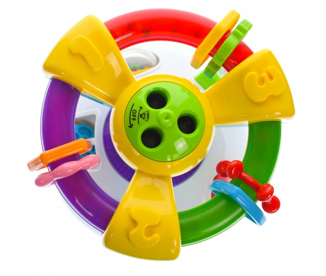 Jucarie Interactiva pentru Bebelusi cu activitati dinamice, cu volan, sunete si luminite, multicolor