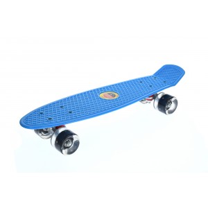Penny board copii, cu roti din silicon si lumina LED, 55 cm,  Albastru, 2311A