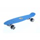 Penny board copii, cu roti din silicon si lumina LED, 55 cm,  Albastru, 2311A