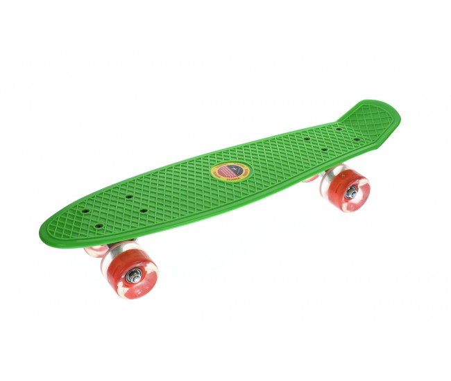 Penny board copii, cu roti din silicon si lumina LED, 55 cm,  Verde, 2311V