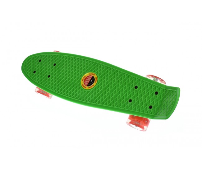 Penny board copii, cu roti din silicon si lumina LED, 55 cm,  Verde, 2311V