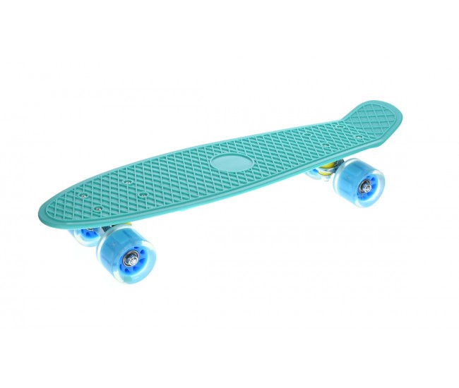 Penny board copii, cu roti din silicon si lumina LED, 55 cm,  Turcoaz, 2311T