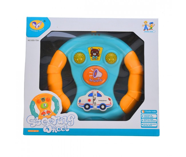 Volan de jucarie pentru copii, cu sunete si lumini, albastru - 3315348A